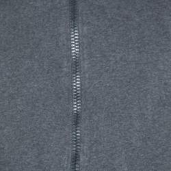 Pre Owned Gucci Grey Cotton Knit Zip-Up Contrast Trimmed Jacket L