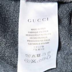 Pre Owned Gucci Grey Cotton Knit Zip-Up Contrast Trimmed Jacket L