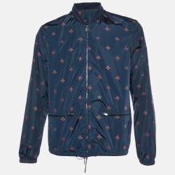 Gucci Navy Blue Wasp Print Synthetic Detachable Hoodie Windbreaker Jacket M