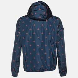 Gucci Navy Blue Wasp Print Synthetic Detachable Hoodie Windbreaker Jacket M