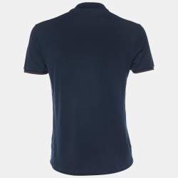 Pre Owned Gucci Navy Blue Cotton Blend Polo T-Shirt M