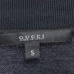 Gucci Black Embroidered Cotton Knit Skinny Fit Polo T-Shirt L