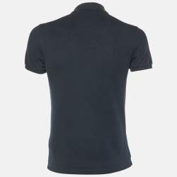 Gucci Black Embroidered Cotton Knit Skinny Fit Polo T-Shirt L