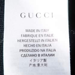 Gucci Black Embroidered Cotton Knit Skinny Fit Polo T-Shirt L