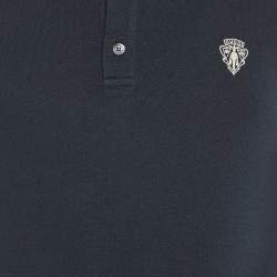 Gucci Black Embroidered Cotton Knit Skinny Fit Polo T-Shirt L