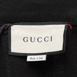 Pre Owned Gucci Black Jersey Monogram Logo Trimmed Zip-Up Jacket M