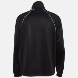 Pre Owned Gucci Black Jersey Monogram Logo Trimmed Zip-Up Jacket M