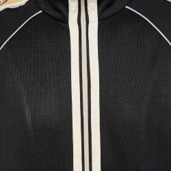 Pre Owned Gucci Black Jersey Monogram Logo Trimmed Zip-Up Jacket M