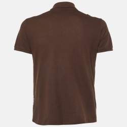 Pre Owned Gucci Brown Patterned Cotton Knit Polo T-Shirt M