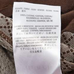 Pre Owned Gucci Brown Patterned Cotton Knit Polo T-Shirt M