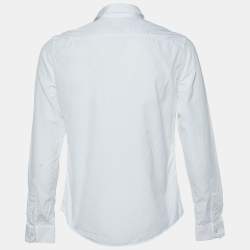 Gucci White Embroidered Cotton Buttoned Up Shirt M