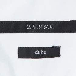 Gucci White Embroidered Cotton Buttoned Up Shirt M