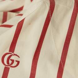 Gucci Cream GG Striped Cotton Bowling Shirt XXL