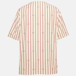 Gucci Cream GG Striped Cotton Bowling Shirt XXL