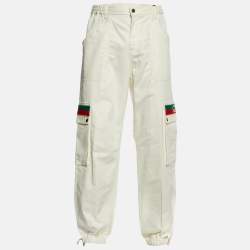 Gucci White Cotton Elasticated Bottom Cargo Pants XXL