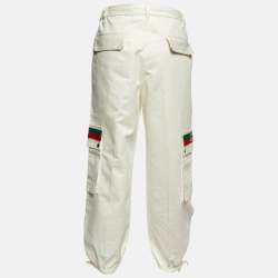 Gucci White Cotton Elasticated Bottom Cargo Pants XXL
