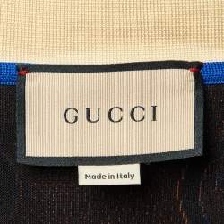 Gucci Blue/Orange GG Jacquard Jersey Polo T-Shirt XL