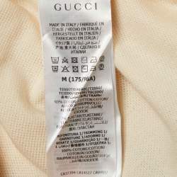 مملوكة مسبقًا Gucci Cream Interlock GG Stripe Cotton Polo T-Shirt M