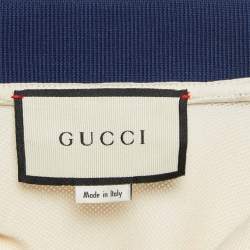 مملوكة مسبقًا Gucci Cream Interlock GG Stripe Cotton Polo T-Shirt M