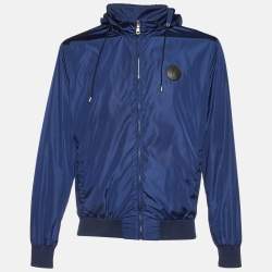 Gucci Navy Blue Nylon Zip-Up Hooded Jacket XL