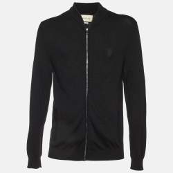 Gucci Black Wool Knit Zip Up Sweater XL