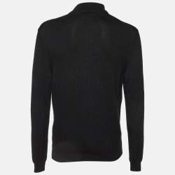 Gucci Black Wool Knit Zip Up Sweater XL