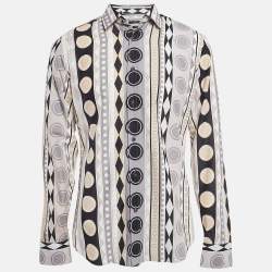 Gucci Grey/Multicolor Printed Cotton Button Front Shirt L
