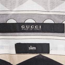 Gucci Grey/Multicolor Printed Cotton Button Front Shirt L