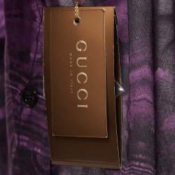 Gucci Purple Abstract Print Cotton Fitted Shirt M