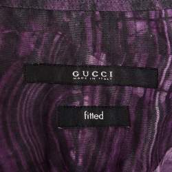 Gucci Purple Abstract Print Cotton Fitted Shirt M