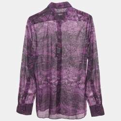Gucci Purple Abstract Print Cotton Fitted Shirt M