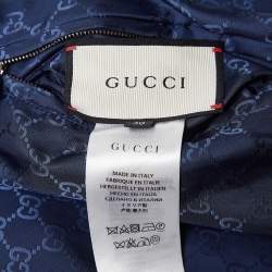 Gucci Navy Blue Synthetic Monogram Reversible Bomber Jacket L