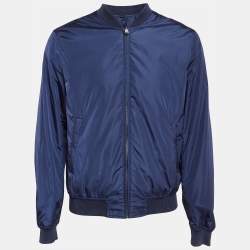 Gucci Navy Blue Synthetic Monogram Reversible Bomber Jacket L
