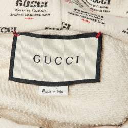 Pre Owned Gucci Cream Beige Guccify Print Cotton Knit Hoodie XXL 