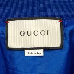 Pre Owned Gucci Blue Mesh Magnetismo Tape Detail Hooded Jacket XL
