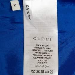Pre Owned Gucci Blue Mesh Magnetismo Tape Detail Hooded Jacket XL