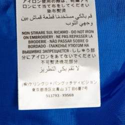 Pre Owned Gucci Blue Mesh Magnetismo Tape Detail Hooded Jacket XL