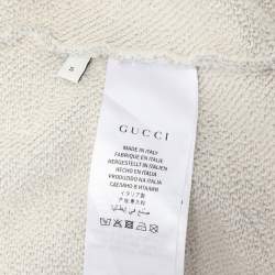 Pre Owned Gucci Grey Cotton Jersey Logo Web Trimming Zip-Up Hoodie S