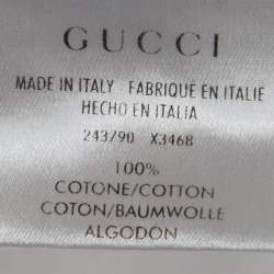 Pre Owned Gucci White Logo Stripe Jersey V-Neck T-Shirt XXXL