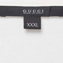 Pre Owned Gucci White Logo Stripe Jersey V-Neck T-Shirt XXXL