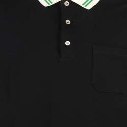 Pre Owned Gucci Black Cotton Pique Polo T-Shirt L