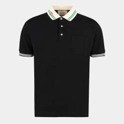 Pre Owned Gucci Black Cotton Pique Polo T-Shirt L