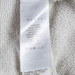 Gucci Grey Logo Print Cotton Knit Tiger Applique Oversized Sweatshirt XXXL
