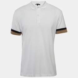 Gucci White Cotton Cut & Sew Paneled Sleeve Polo T-Shirt L