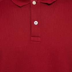 Pre Owned Gucci Burgundy Cotton Pique Polo T-Shirt XL