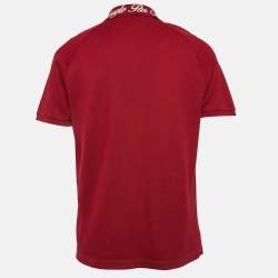 Pre Owned Gucci Burgundy Cotton Pique Polo T-Shirt XL