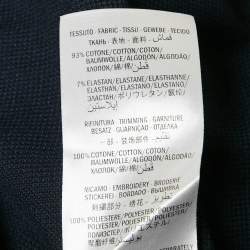 Pre Owned Gucci Navy Blue GG Embroidered Pique Polo T-Shirt M