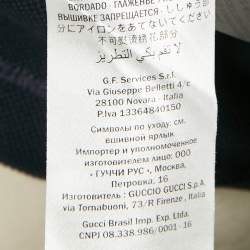 Pre Owned Gucci Navy Blue GG Embroidered Pique Polo T-Shirt M