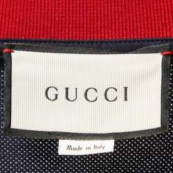 Pre Owned Gucci Navy Blue GG Embroidered Pique Polo T-Shirt M