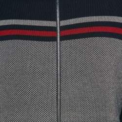 Gucci Navy Blue Patterned Cotton Knit Zip Front Jacket XL